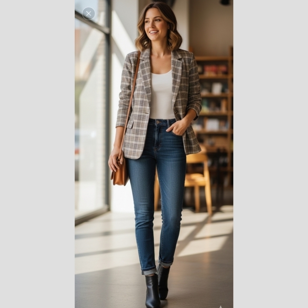 New Unbranded Brown Plaid Blazer Jacket - Size XXL - Picture 3 of 17